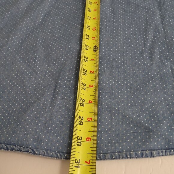 Uniqlo Blue Polka Dot Long Sleeve Button Down Collared Shirt Men Size L Chambray - Picture 12 of 12